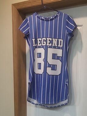 Legend 85 Blue Striped Mini Dress